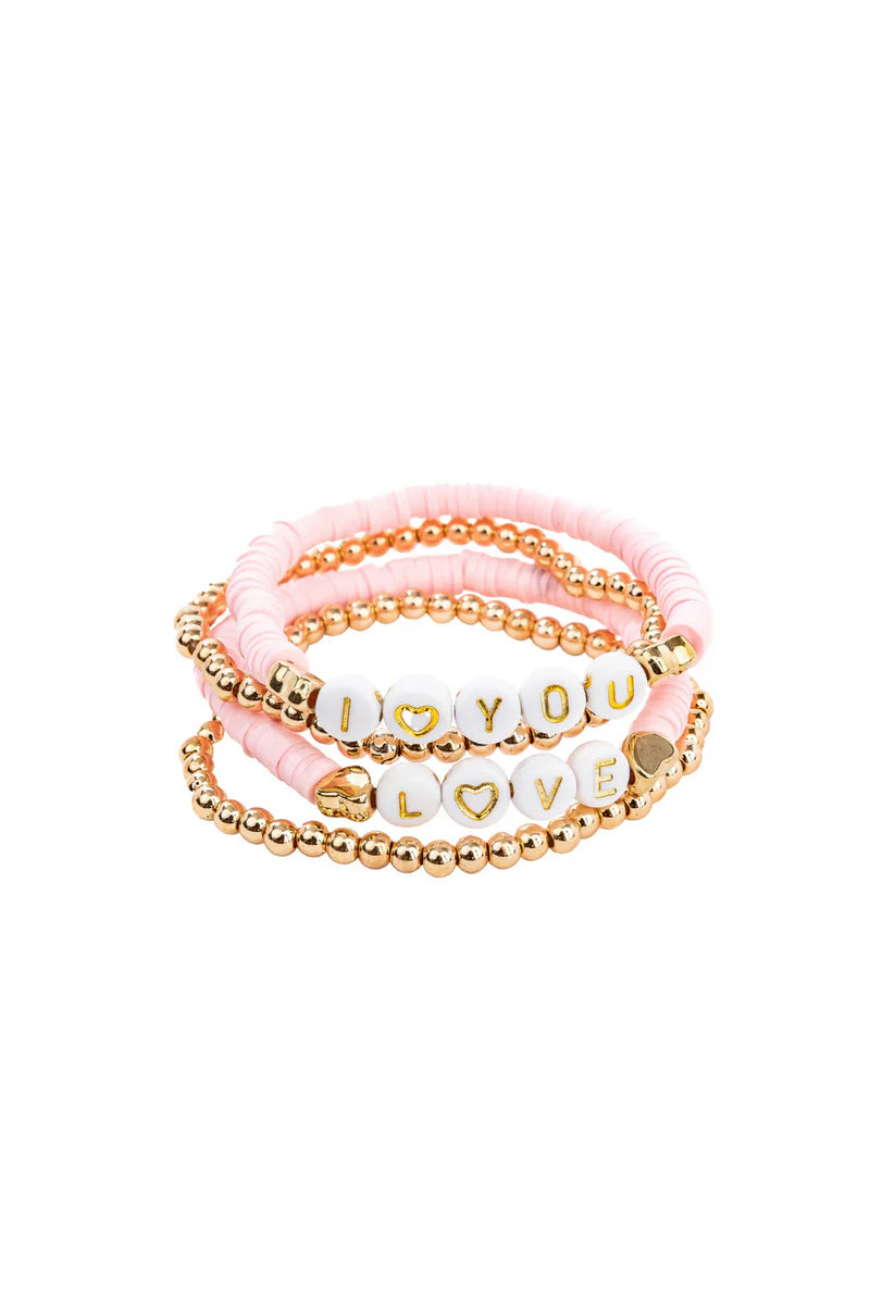 Pink Love Bracelet Set, 4pc