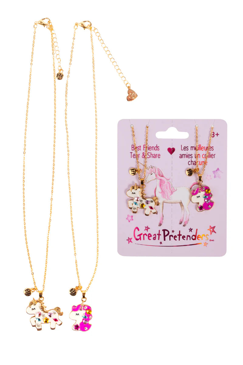 Bejeweled Unicorns Tear & Share Necklace, 2pc