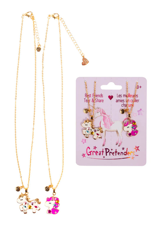 Bejeweled Unicorns Tear & Share Necklace, 2pc