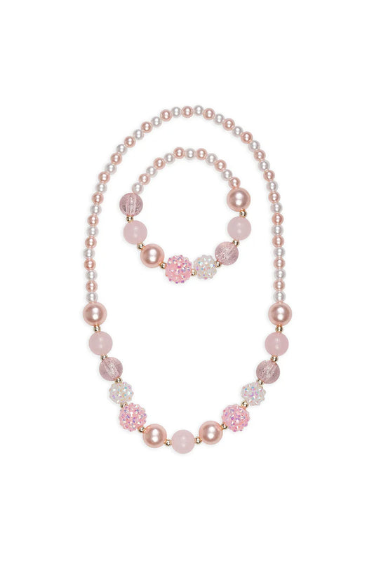 Pinky Pearl Necklace & Bracelet Set
