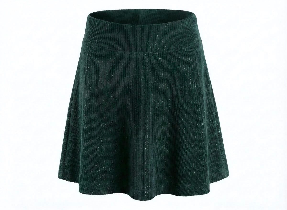 Pleat Libba Skirt - Dark Green Velour