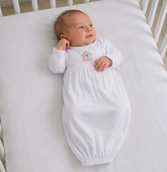 Little Manger Hand-Embroidered Gathered Gown