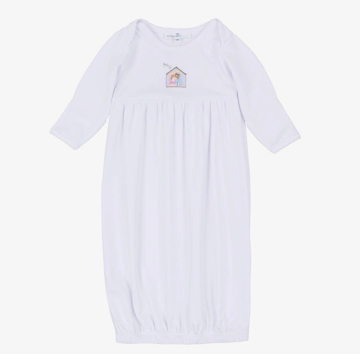 Little Manger Hand-Embroidered Gathered Gown