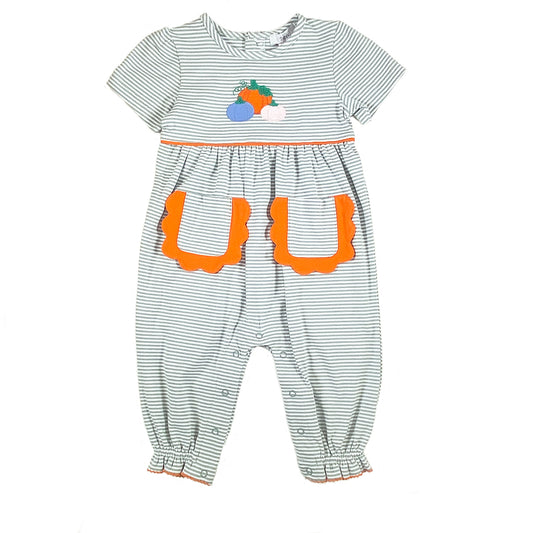 Pumpkin Scalloped Pocket Romper