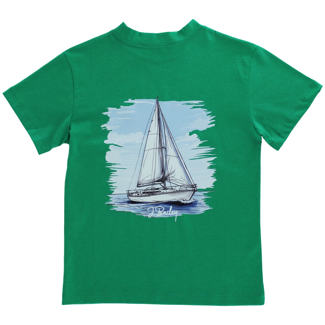 Logo Tee S/S - Sailboat on Green
