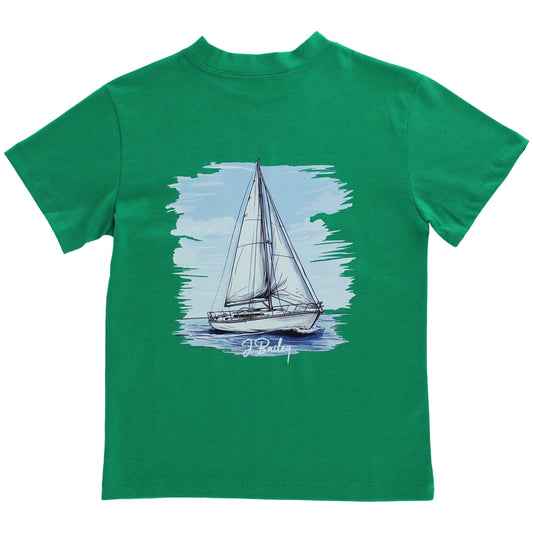 Logo Tee S/S - Sailboat on Green