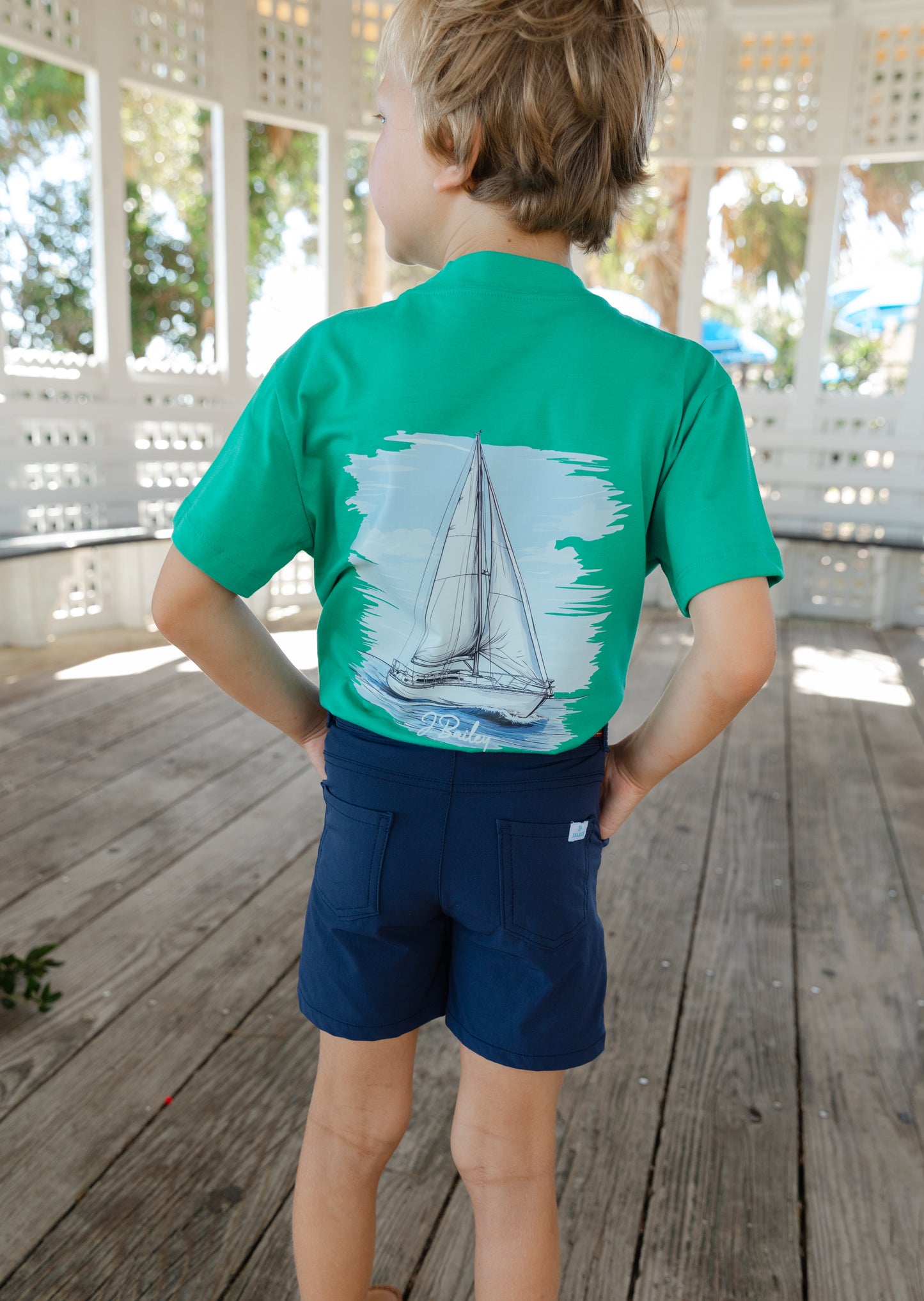 Logo Tee S/S - Sailboat on Green