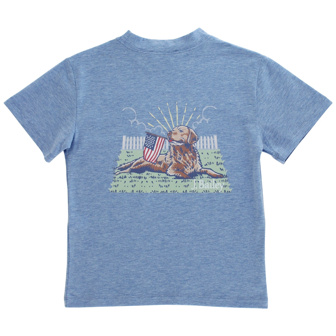 Logo Tee S/S - Retriever on Heathered Blue
