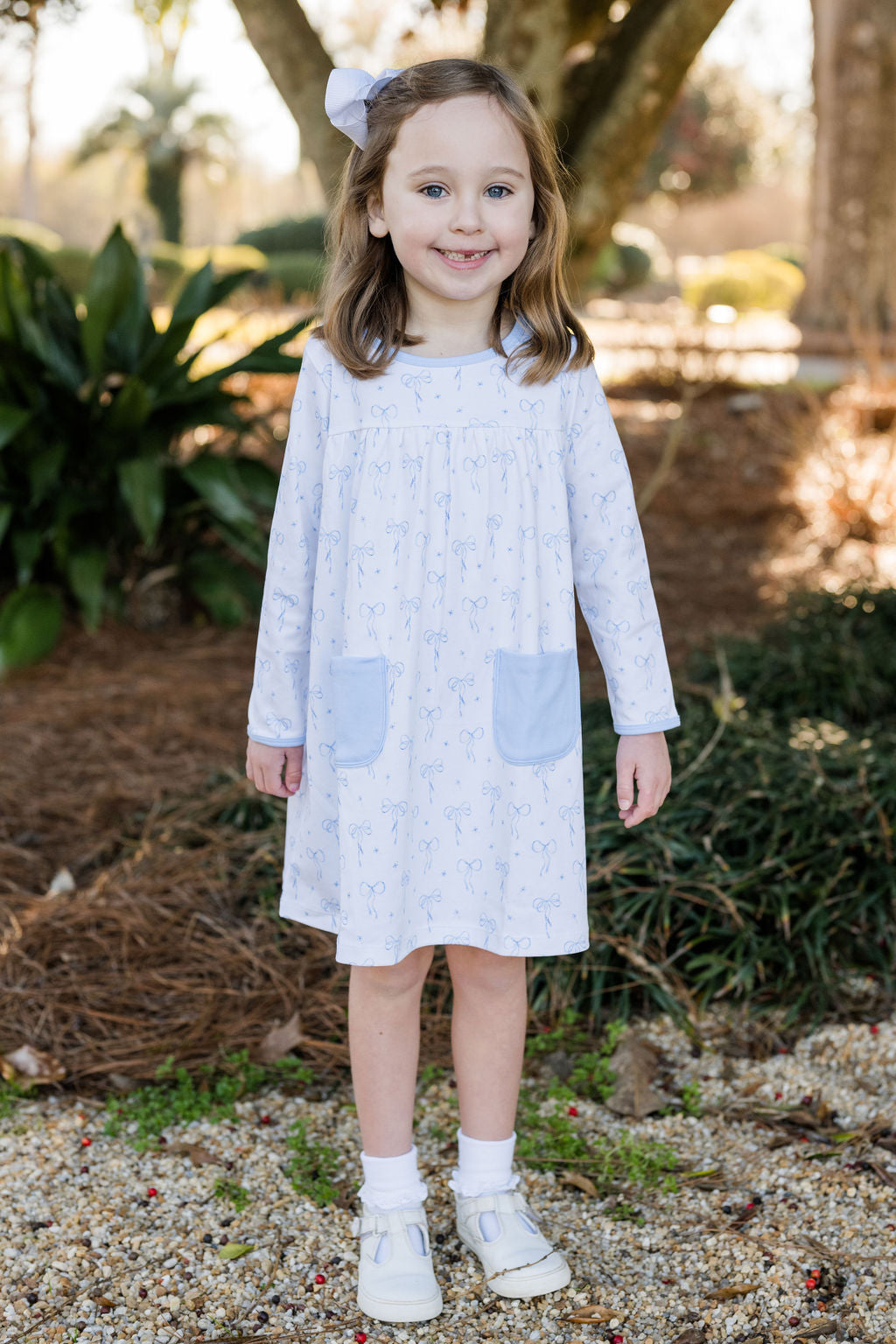 Blue Bows Knit - Lennon Dress