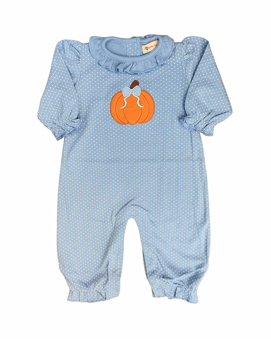 Luigi Ruffled Romper - Bitty Dot Pumpkin
