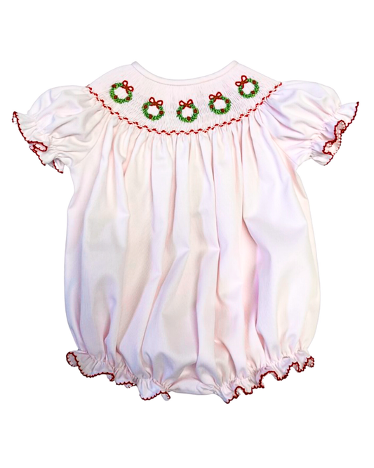 Smocked Wreath - Pink Emmie Bishop Bubble