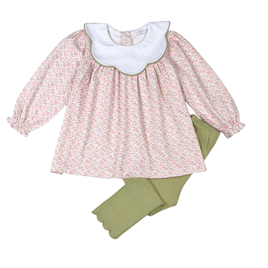Melody Pima Scallop Collar - Legging Set
