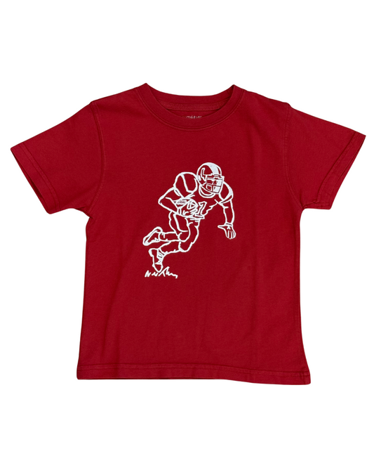 Football Player Tee - Crimson & White