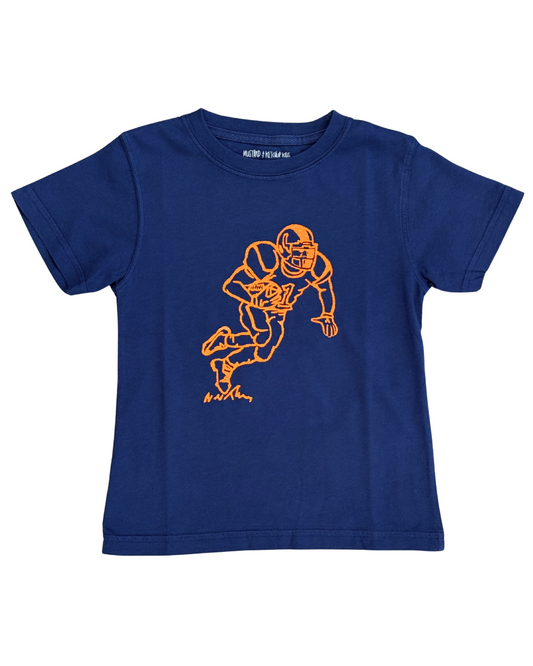 Football Player Tee - Navy & Orange