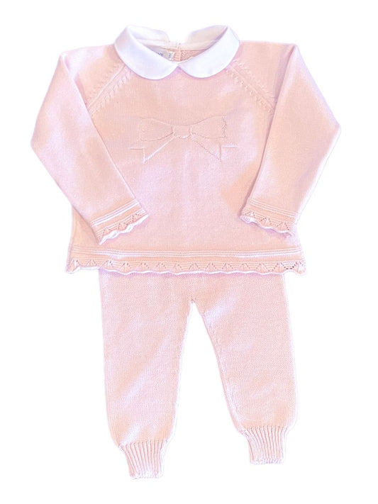 Mi Lucero Sweater Jogger Set - Light Pink Bow