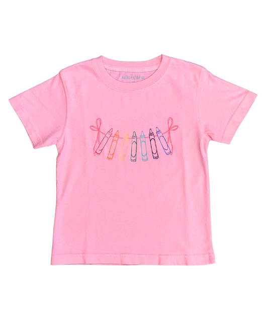 Crayons & Bows Tee - Pink