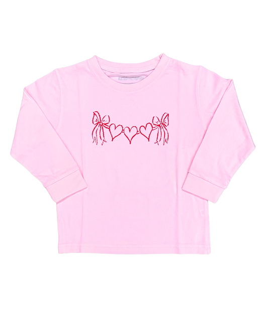 Heart Banner L/S Tee - Pink
