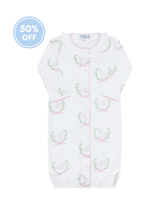 Pink Lamb Print Pima Converter Gown