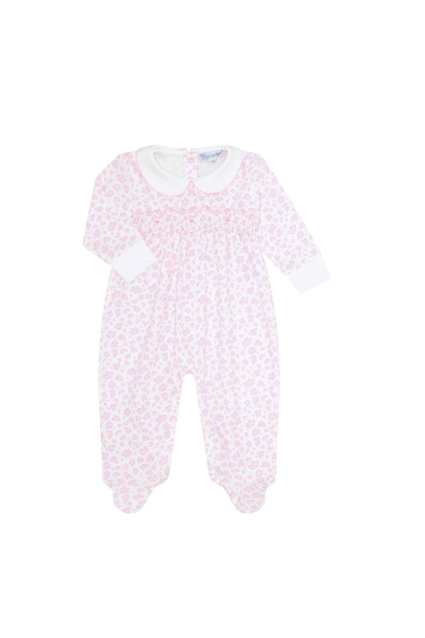 Pink Cheetah Print Smocked Pima Footie
