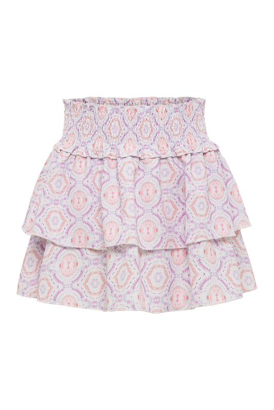 Pleat Scottie Skirt - Purple / Coral