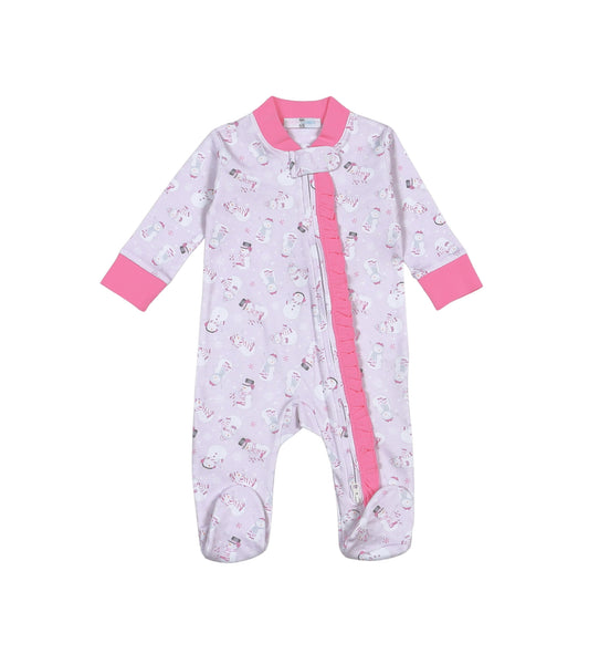 Polar Pals Pink Pima - Zipper Footie