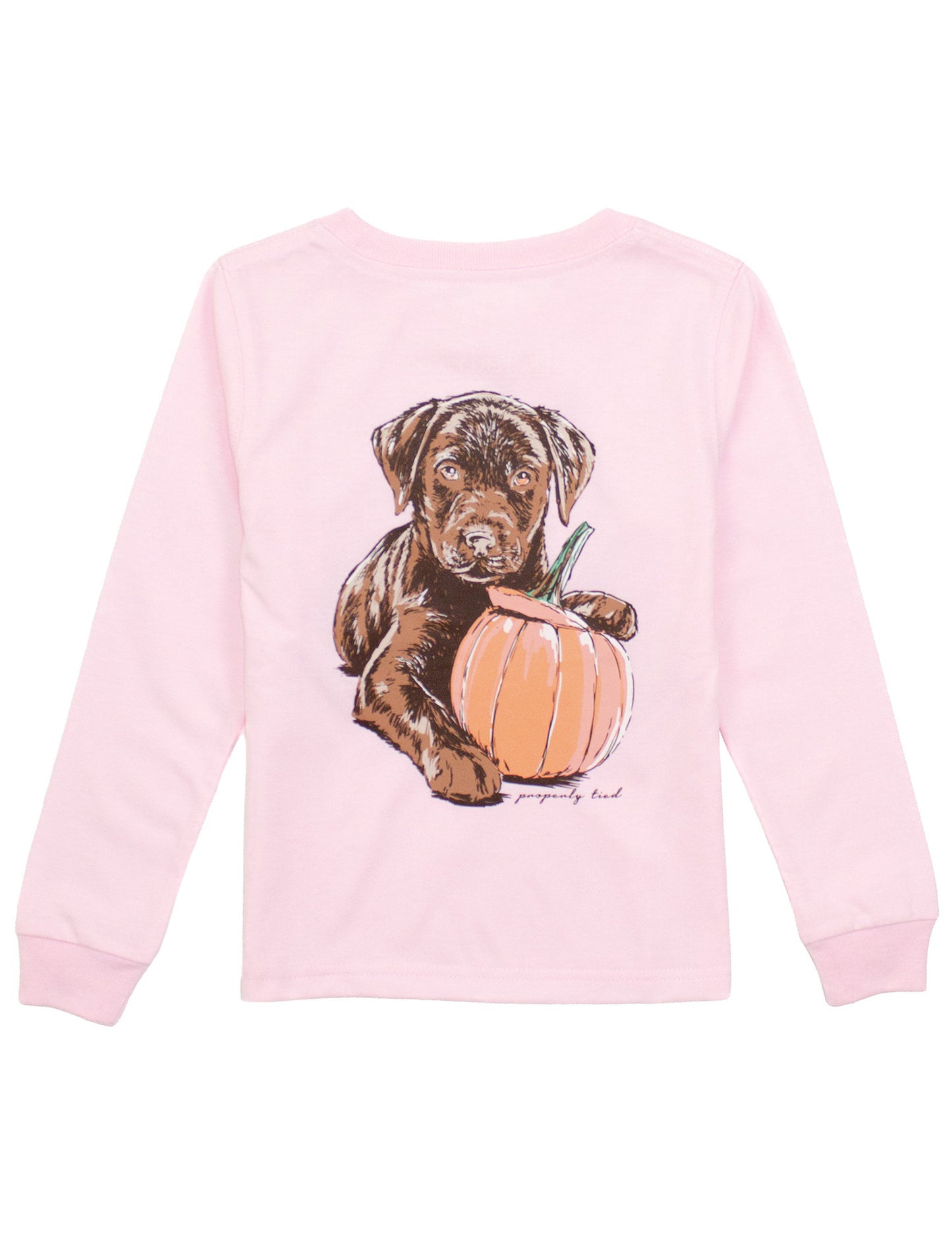 Properly Tied L/S Tee - Girls Pumpkin Pup on Rose