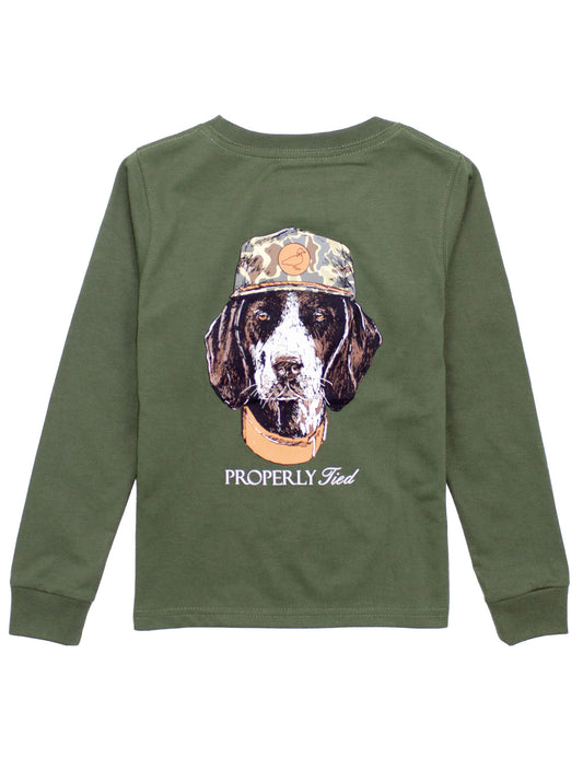 Properly Tied L/S Tee - Man's Best Friend on Olive
