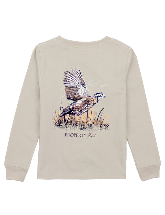 Properly Tied L/S Tee - Quail on Linen