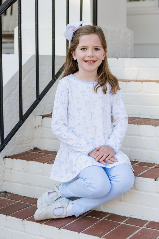 Blue Bows Knit - Peggie Peplum Legging Set