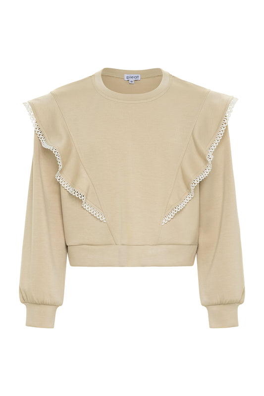 Pleat Livvy Sweatshirt - Beige