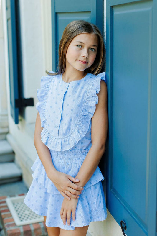 Pleat Jane Dress - Blue Dot