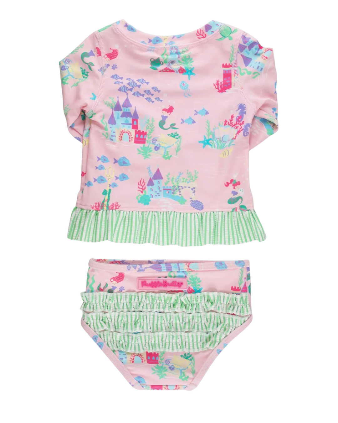 Atlantis Mermaids - L/S Rash Guard 2-Piece Swimsuit w/Ruffles