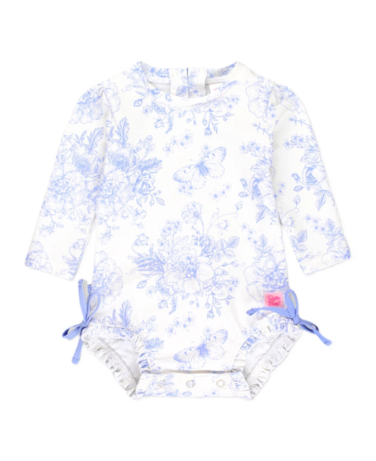Periwinkle Butterfly Garden - Long Sleeve One Piece Rash Guard
