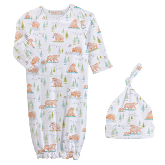 Woodland Bears Pima - Gown & Hat Set