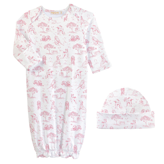 Barking Bliss Pink Pima - Gown & Hat Set
