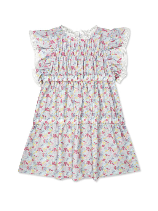 Lily Dress - Joyful Blooms with Lace Trim
