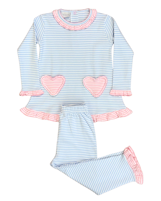Squiggles - Striped Heart Pocket Pant Set