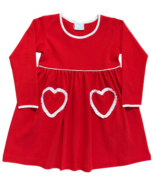 Squiggles - Red Heart Pocket Popover Dress