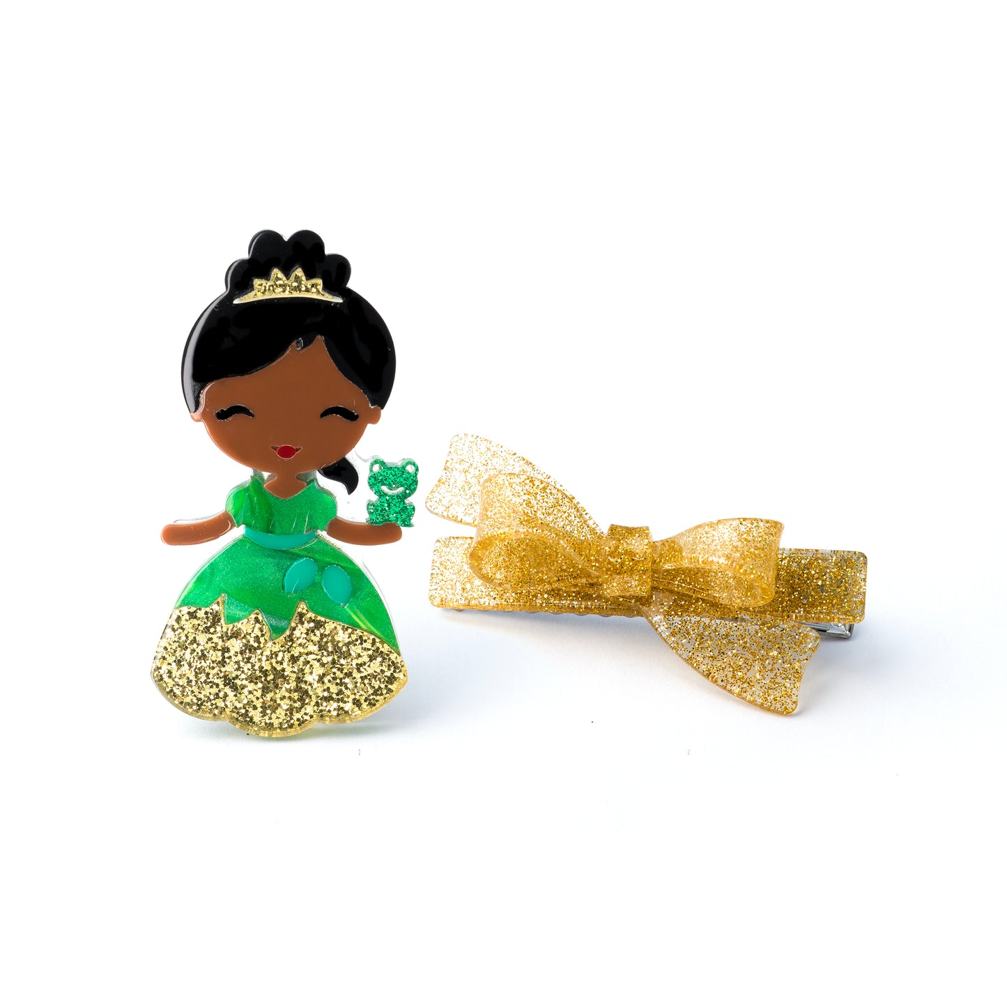 Cute Doll Hair Clip Set - Gold Dress