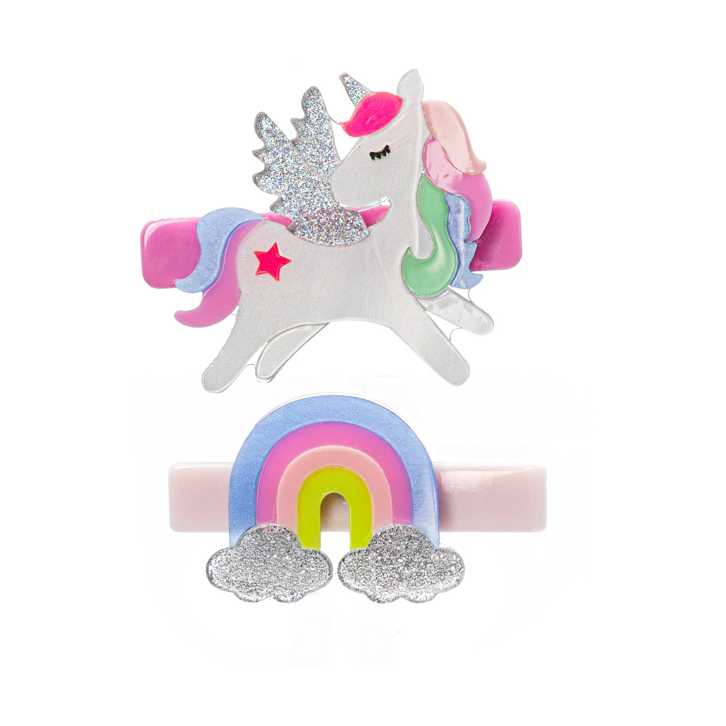 Unicorn Hair Clip Set - Pastel Glitter