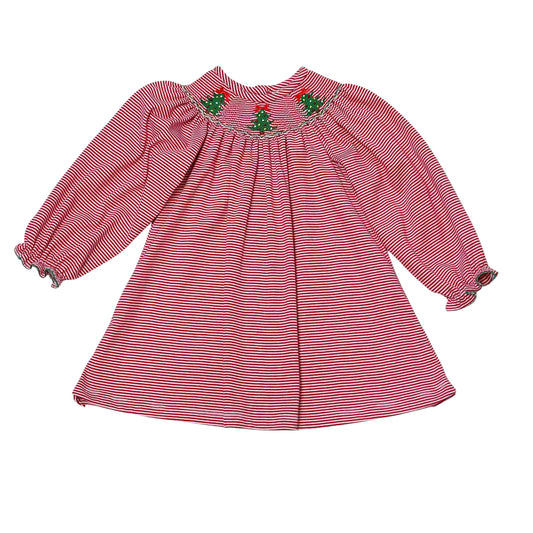 Christmas Tree Smocked Bitty Stripe Knit - Billie Bishop Dress