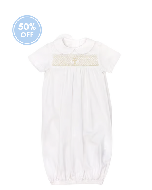 Ivory Christening - Boys Smocked Sac, One Size