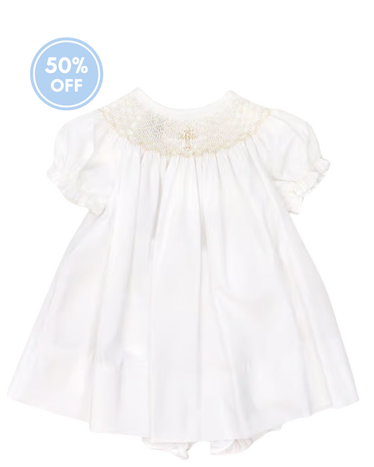 Ivory Christening - Smocked Bishop Dress