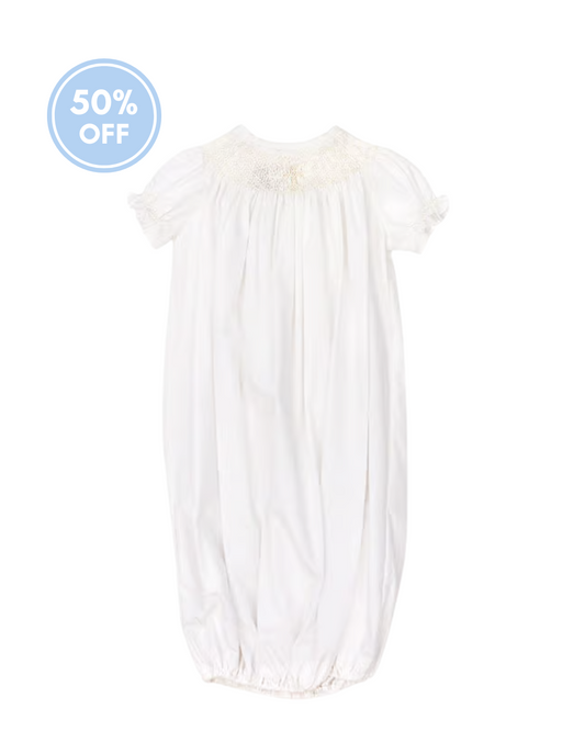 Ivory Christening - Girls Smocked Sac, One Size