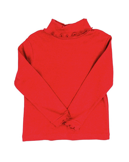 Red Ruffled Turtleneck