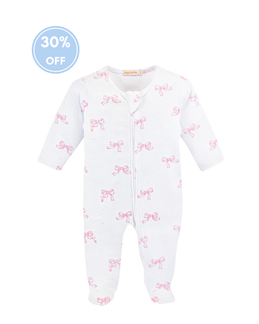 Pretty Bows Pima Zippered Footie