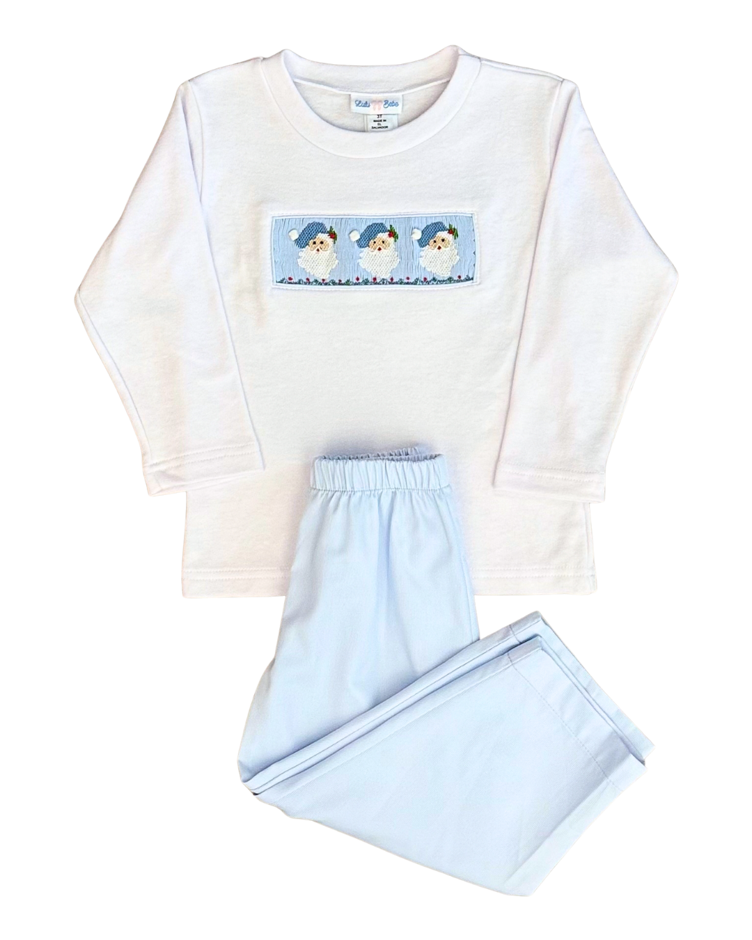 Blue Smocked Santa - Tom Pants Set