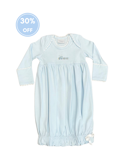 Squiggles - Choo Choo Light Blue Infant Gown