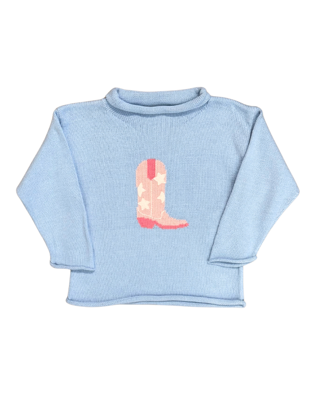 Claver Sweater - Cowgirl Boot on Sky Blue