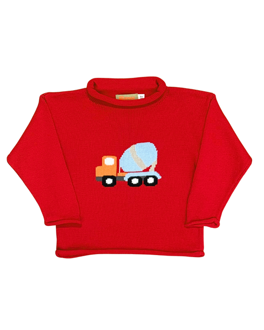 Claver Sweater - Cement Mixer on Bright Red